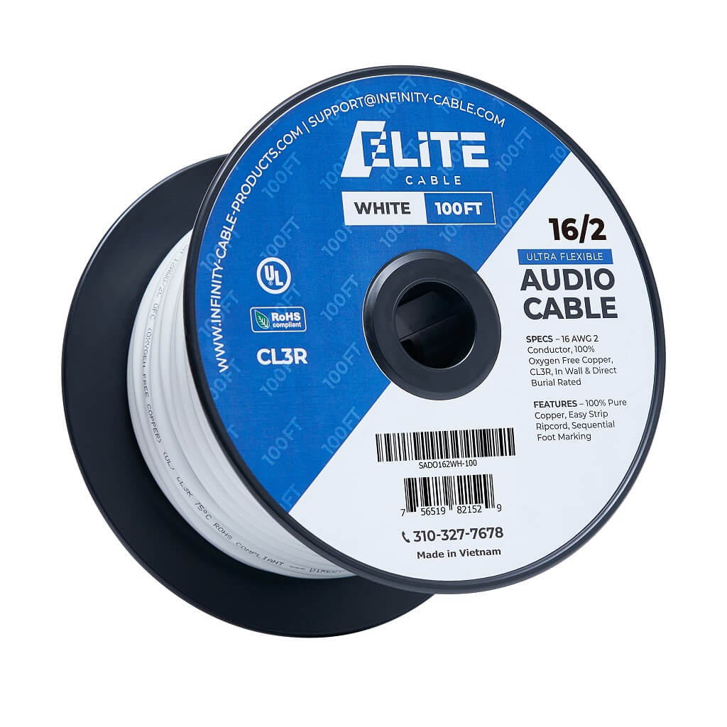 16/2 Speaker Wire - 16AWG 2 Conductor, CL2/CL3R, In Wall, 65 Strands