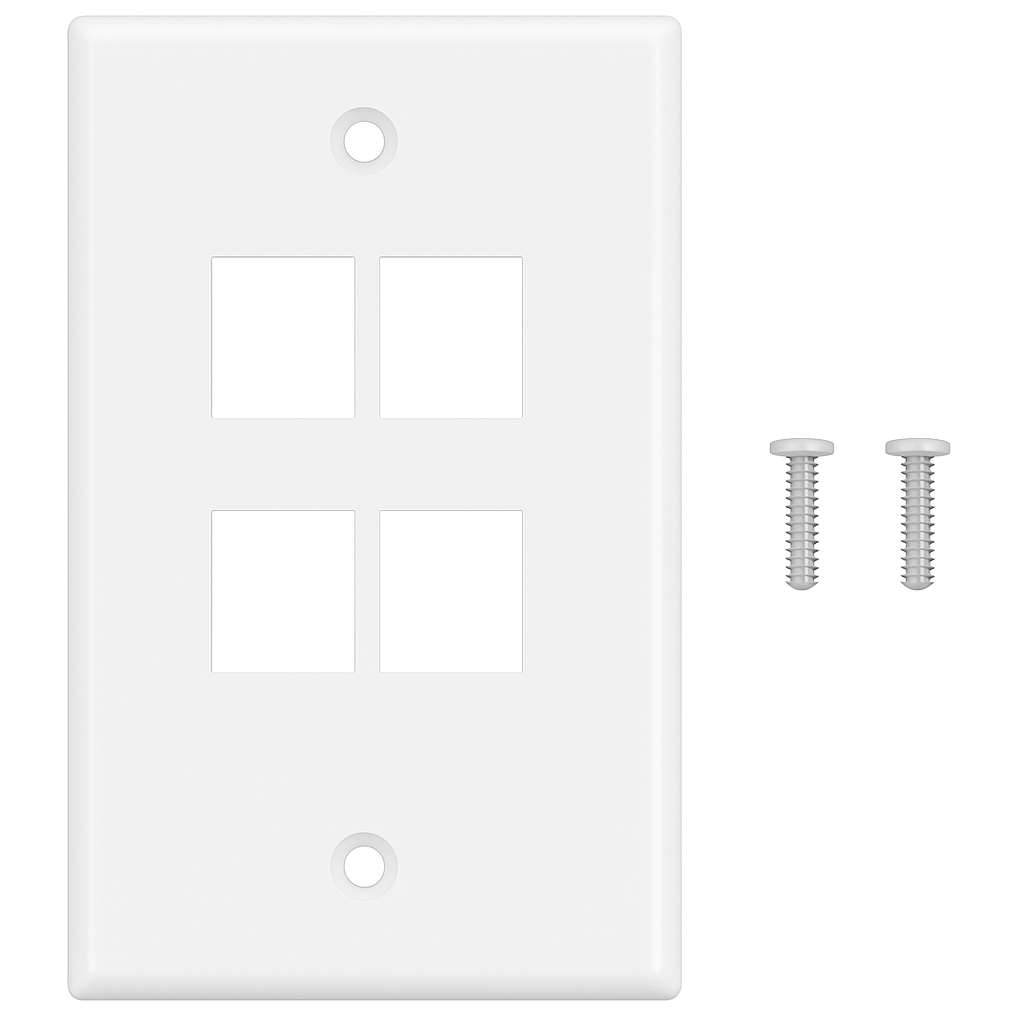 4 port wall plate white