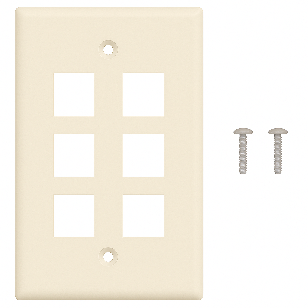 6 port wall plate ivory