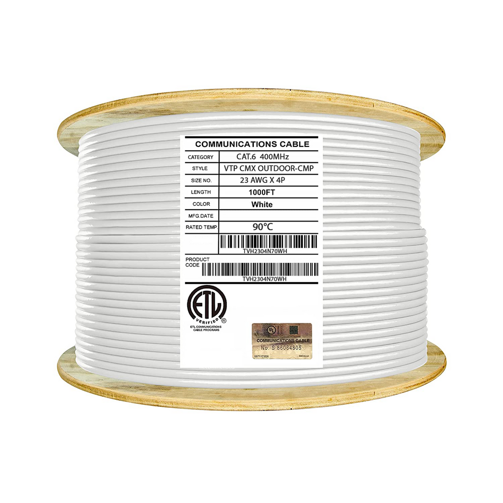 Elite Cat6 Indoor / Outdoor Plenum + Bulk Ethernet Cable, UL Listed, LP Rated