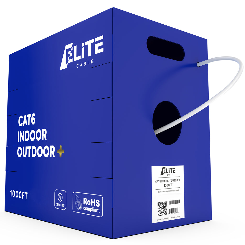Elite Cat6 Indoor / Outdoor Plenum + Bulk Ethernet Cable, UL Listed, LP Rated