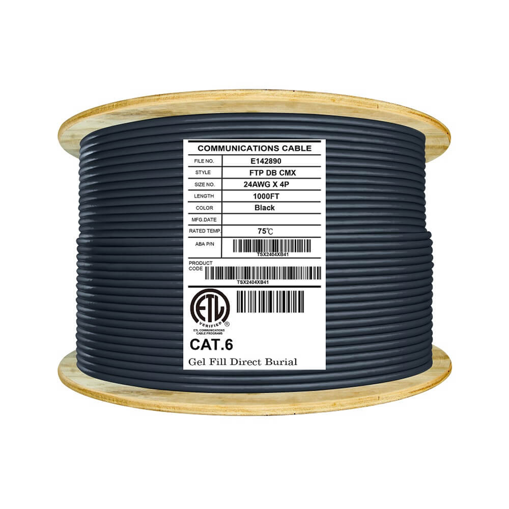 Cat6 Shielded Direct Burial - 24AWG, FTP, Gel Fill