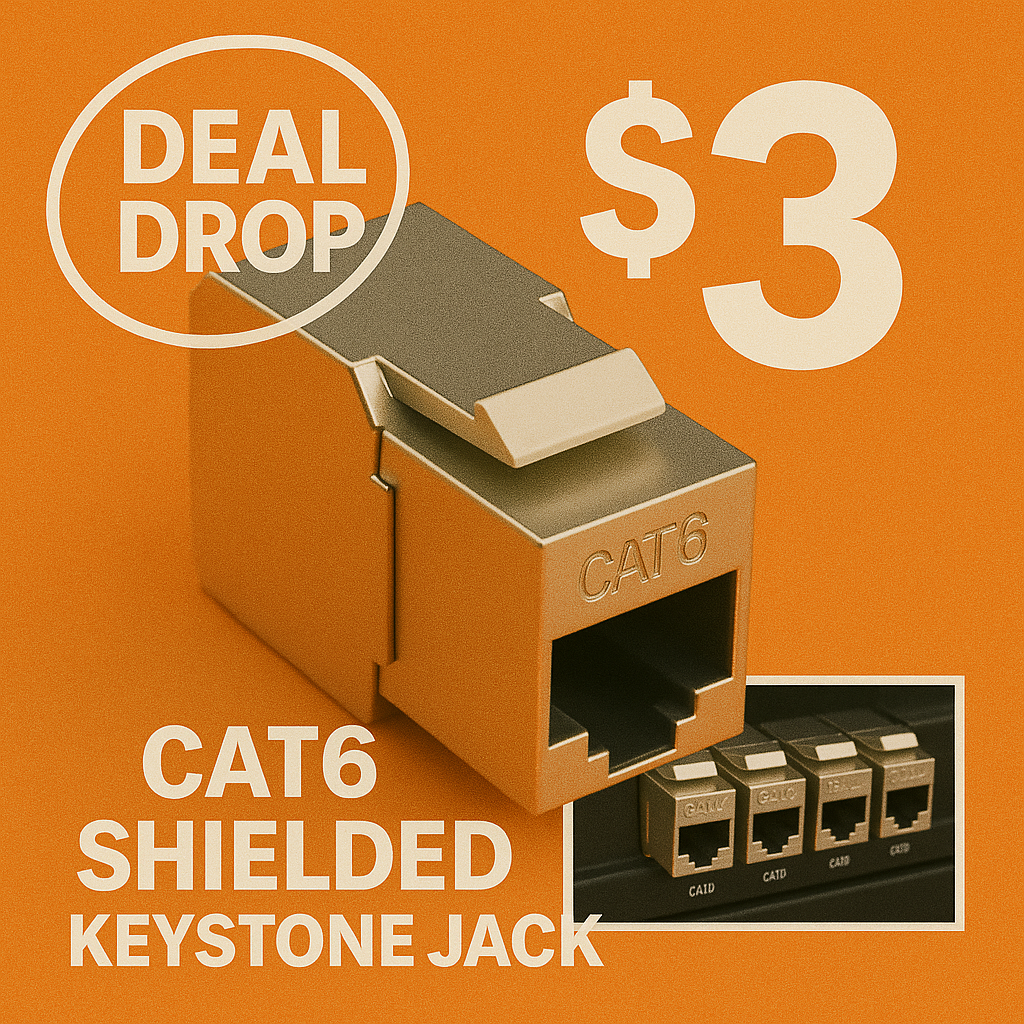 Cat6 Shielded Keystone Jack - 90 Degrees, Punch Down