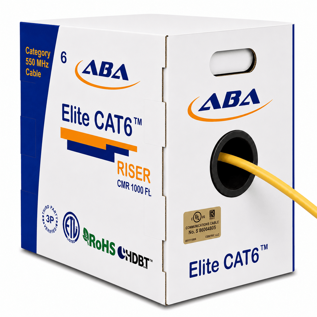 Cat6 Riser Solid Yellow 550Mhz