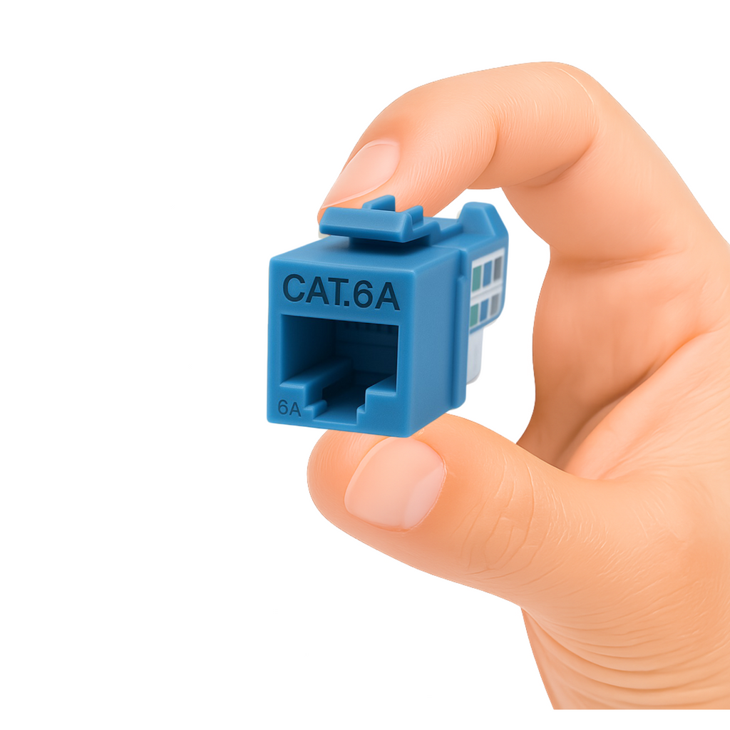 cat6a blue keystone jack for cat6a unshielded cable 90 degree design