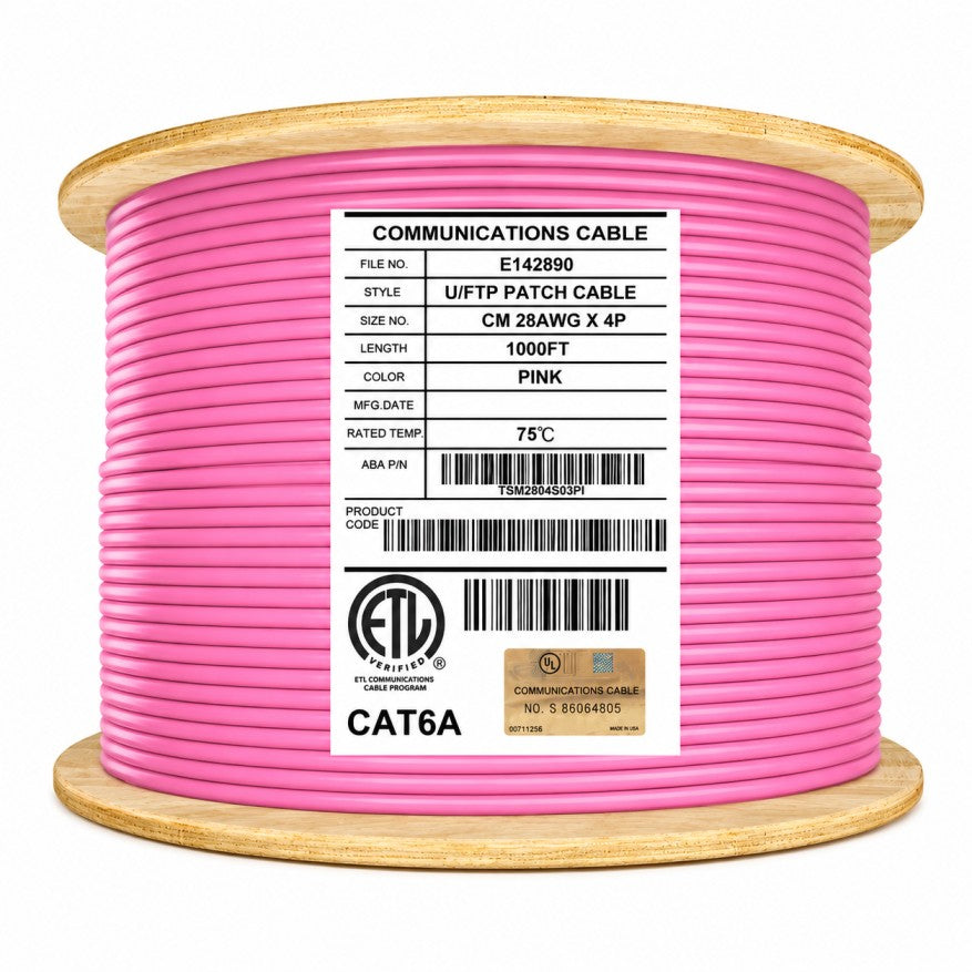 cat6a shielded stranded 28awg cable pink