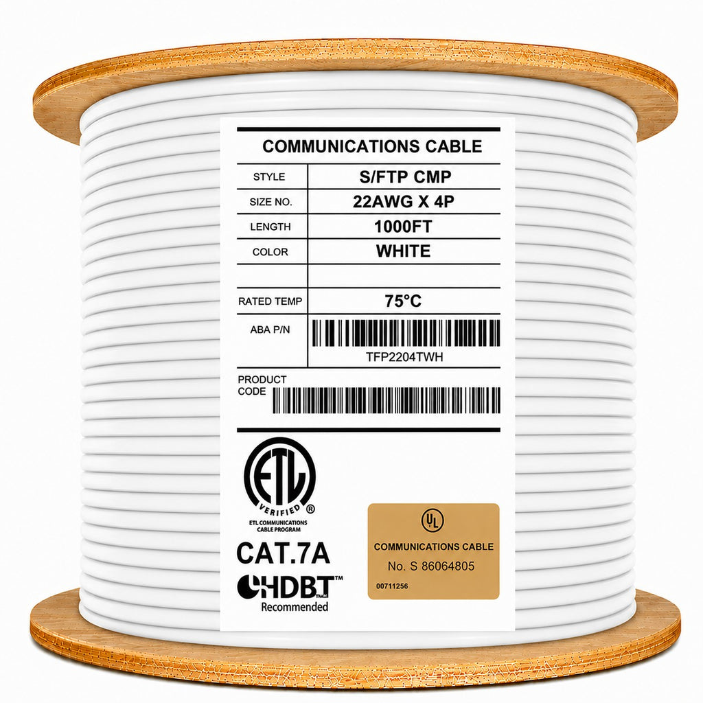 cat7a shielded plenum cable white 1000ft