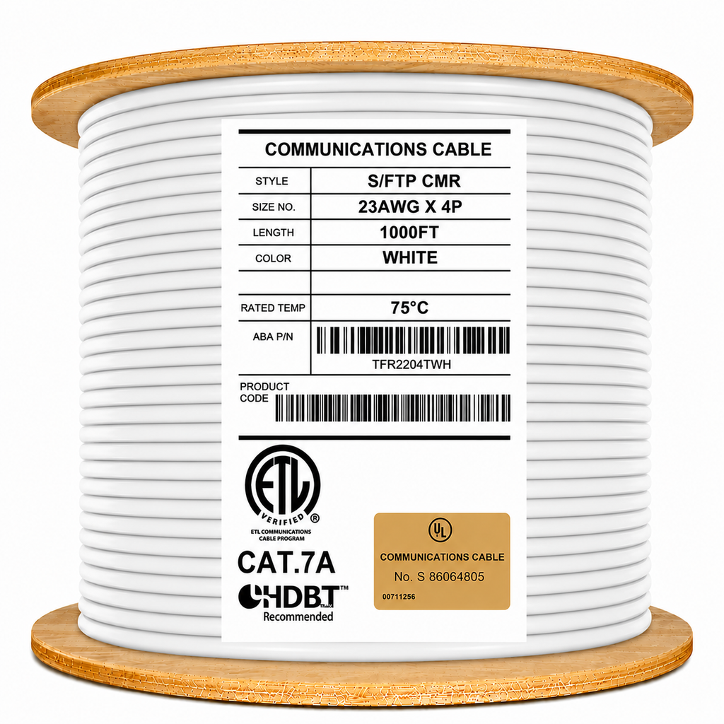 cat7a shielded riser cable white 1000ft