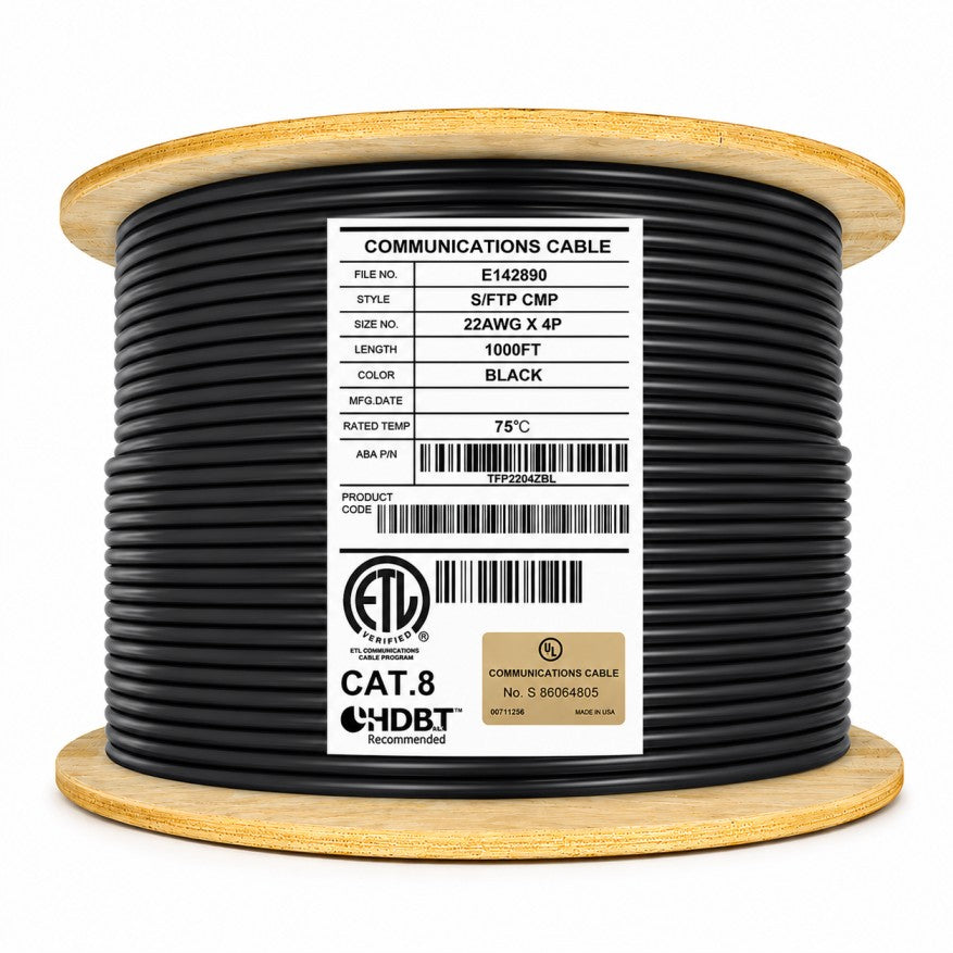 cat8 plenum cable black 1000ft