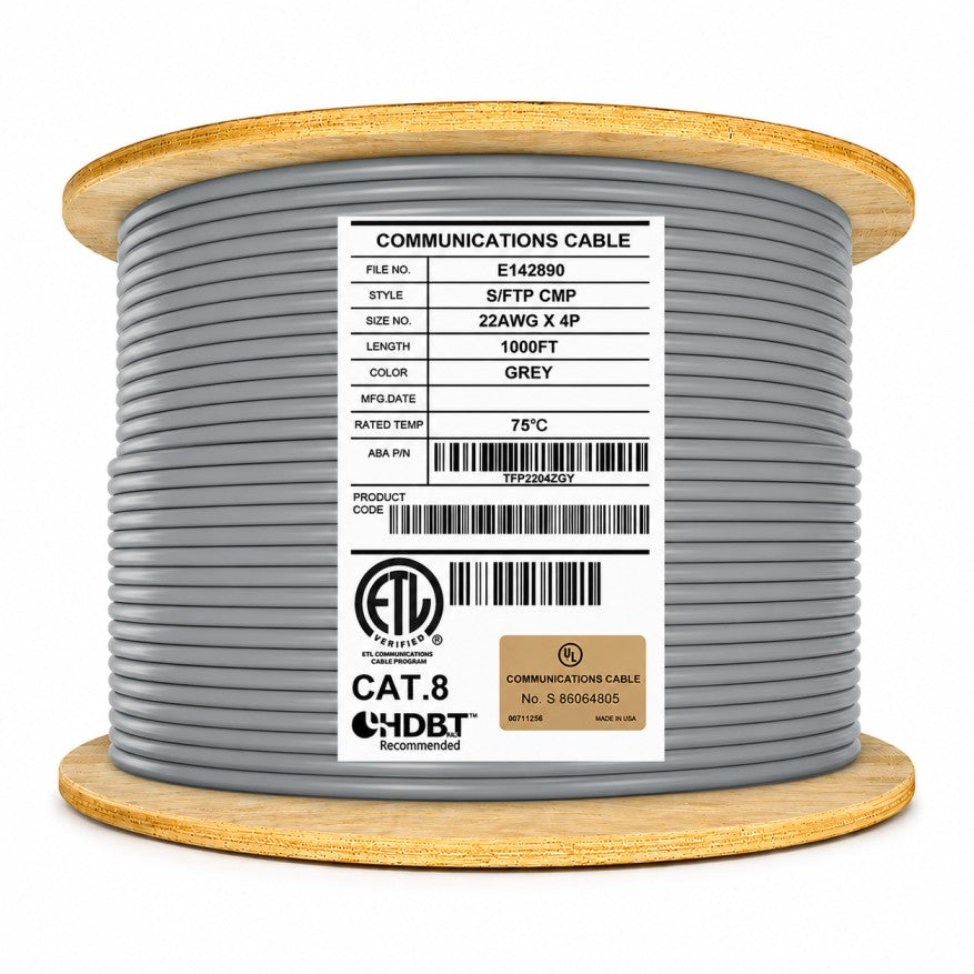 cat8 plenum cable grey 1000ft