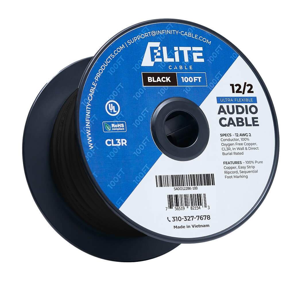 12/2 Speaker Wire - 12AWG 2 Conductor, CL2/CL3R, In Wall, Outdoor & Direct Burial Rated, 65 Strands