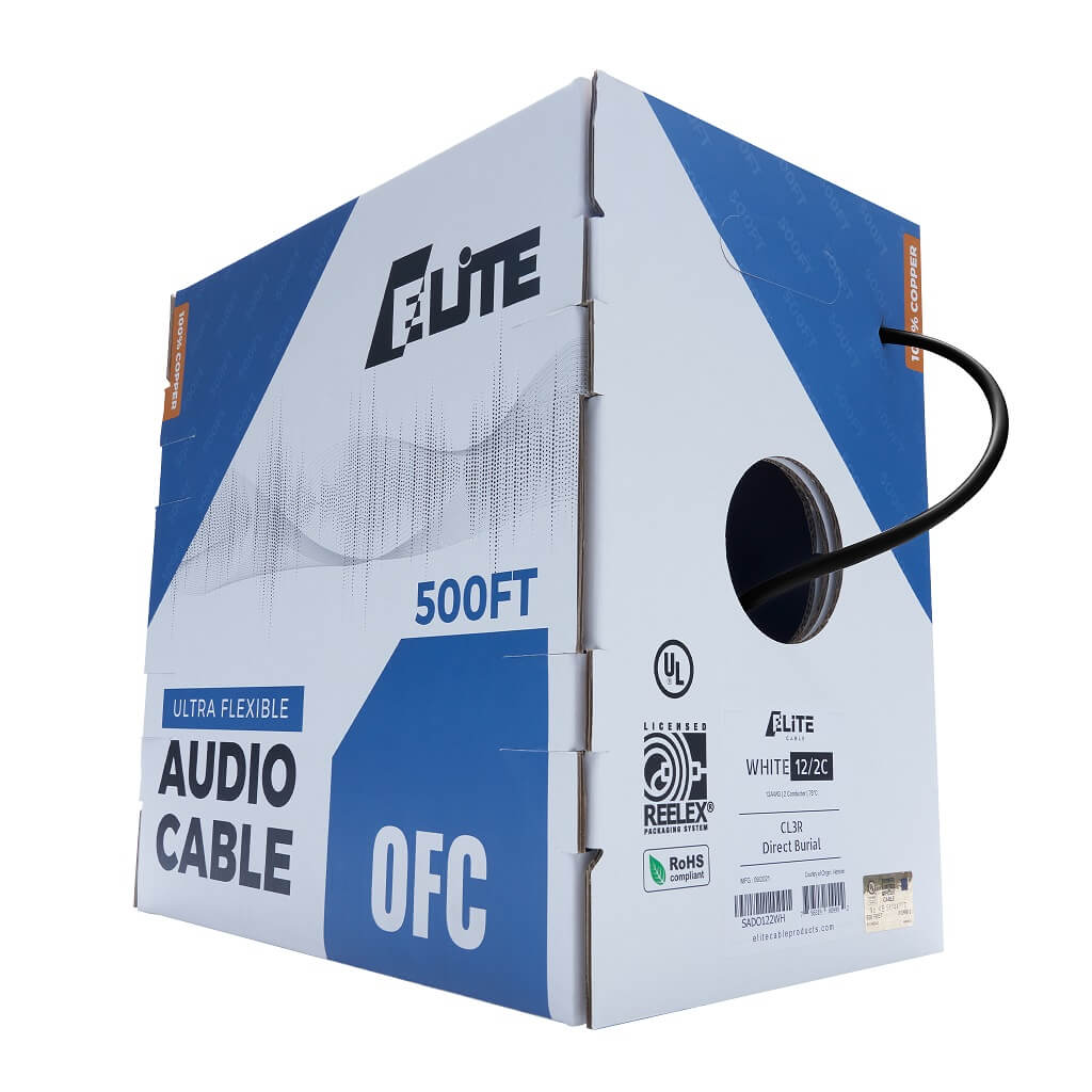 12/2 Speaker Wire - 12AWG 2 Conductor, CL2/CL3R, In Wall, Outdoor & Direct Burial Rated, 65 Strands
