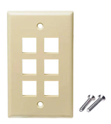6 port wall plate ivory color