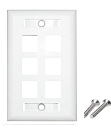 6 port wall plate color white