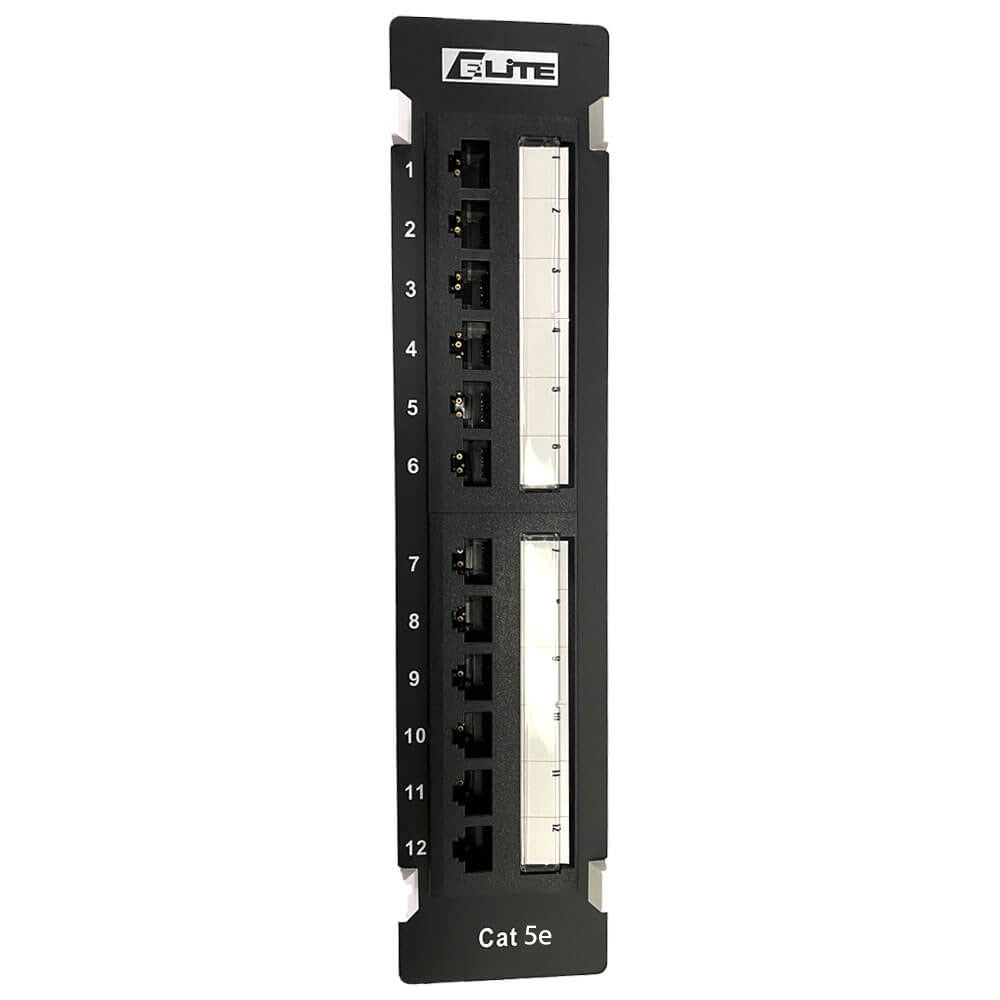 Cat5e Patch Panel - 12 Port, Vertical, With 89D Bracket