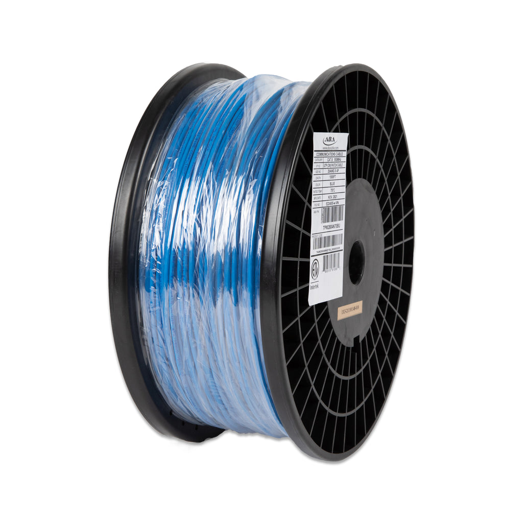 Infinity Cable Cat6 28AWG Stranded cm 100% Bare Copper, Bulk Cable 1000ft, Kink-Free (Reelex II) Pull Box, Blue