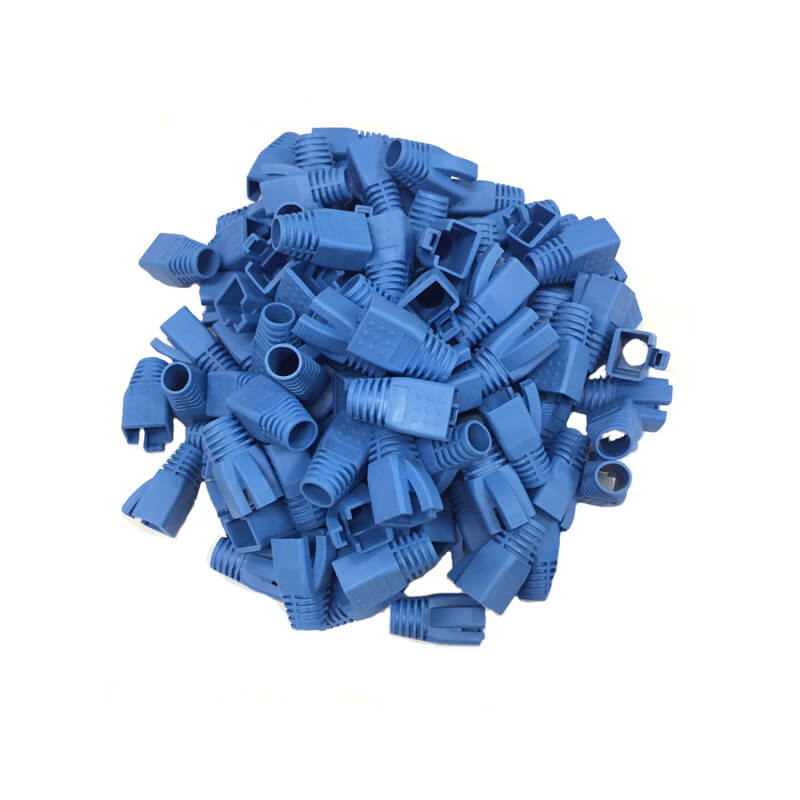 cat6 strain relief rj45 boots in blue