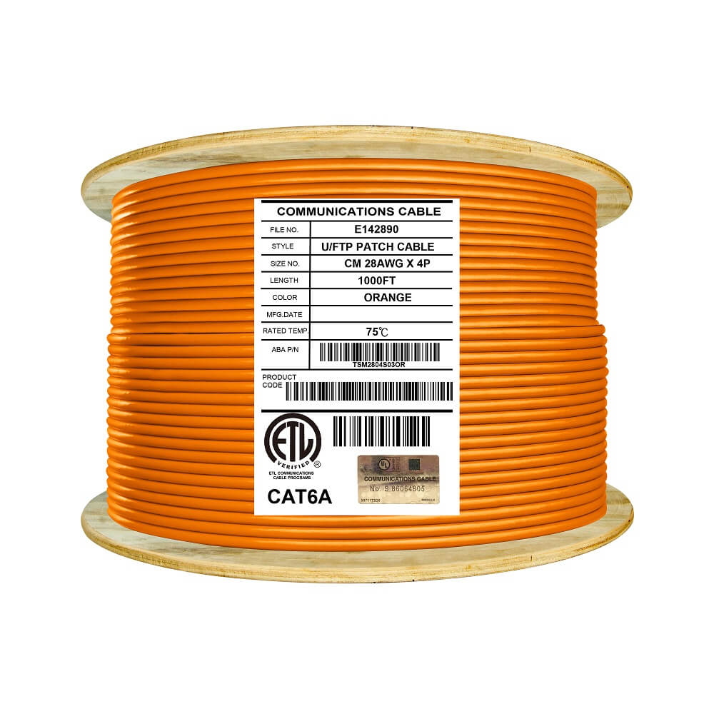 Cat6a Shielded Stranded cm - 10gb, 28AWG, Ultra Thin, U/FTP, Bulk Networking Cable Orange